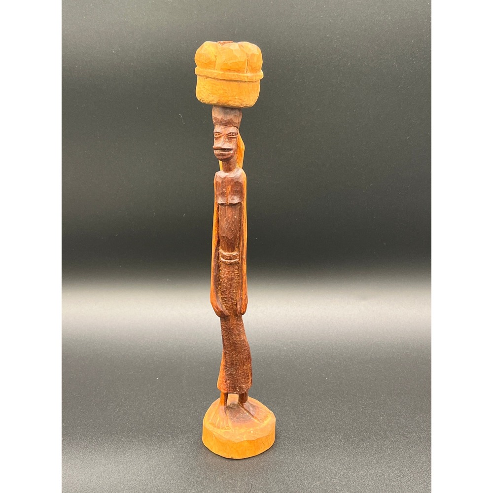 Vintage Hand Carved Wood African Woman Figurine Sculpture Statue Art Decor